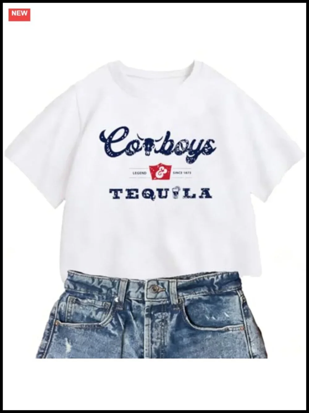 Women's Cowboy Graphic Crop Tee Vintage Western Concert Shirt Cotton Blend